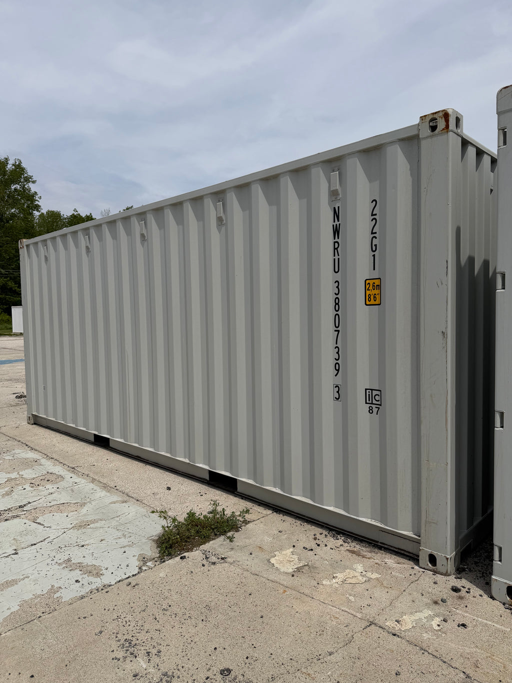 20’ One Trip Shipping Container – Light Gray – Easy Open Doors & Lockbox