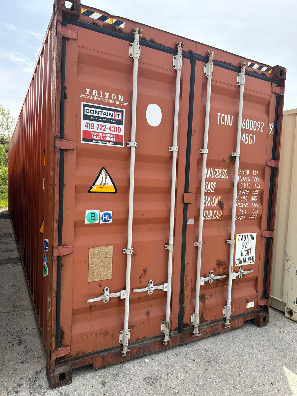 40’ High Cube Used Triton Shipping Container – Wind & Water Tight – 600092-9