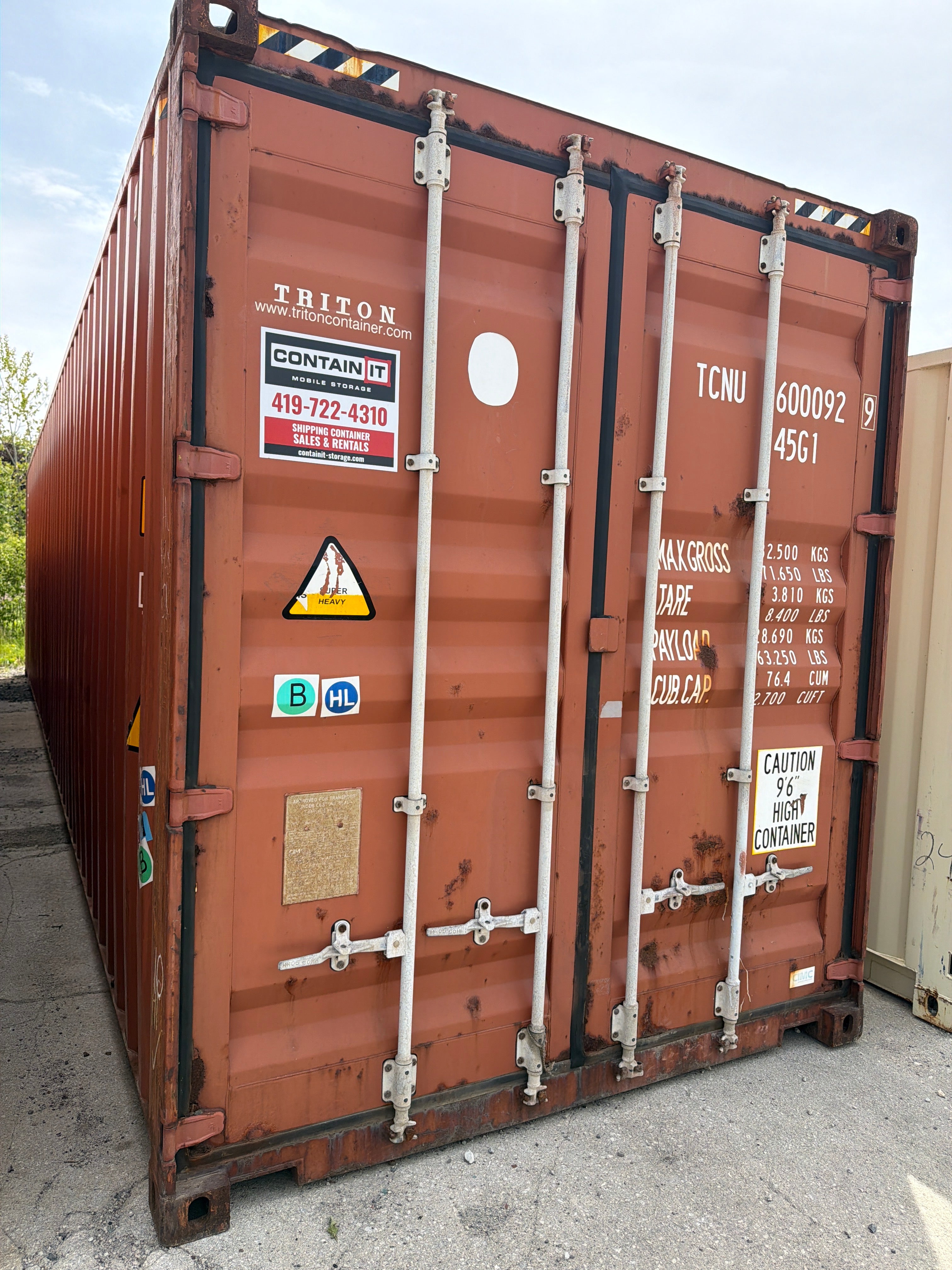 40’ High Cube Used Triton Shipping Container – Wind & Water Tight – 600092-9