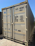 40’ High Cube Shipping Container – One Trip – Beige – Easy Open Doors – Lockbox
