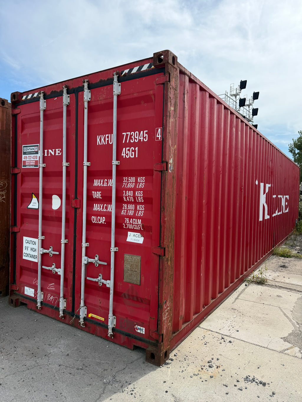 40’ High Cube KLINE Shipping Container – Red – 773945-4