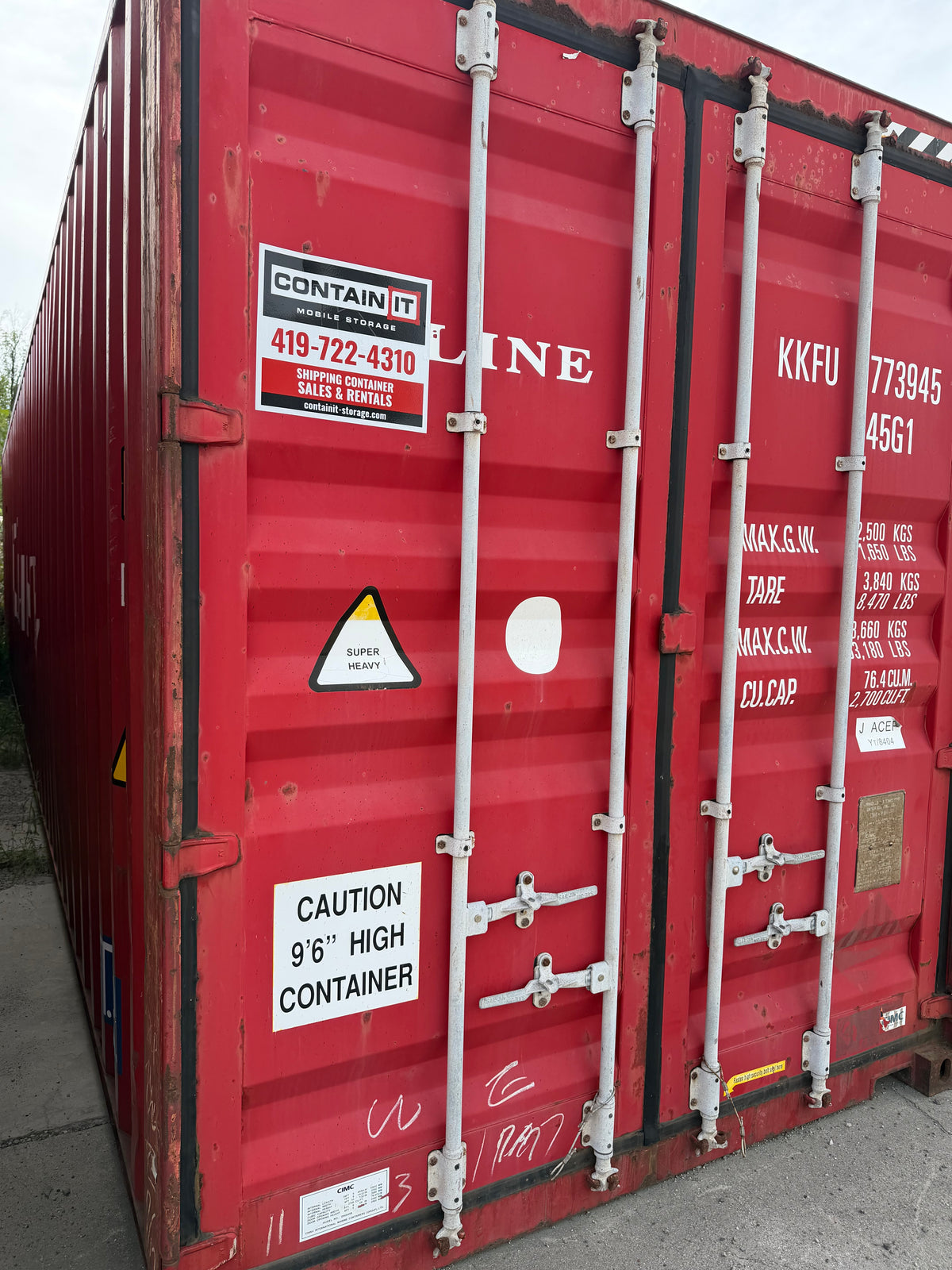 40’ High Cube KLINE Shipping Container – Red – 773945-4