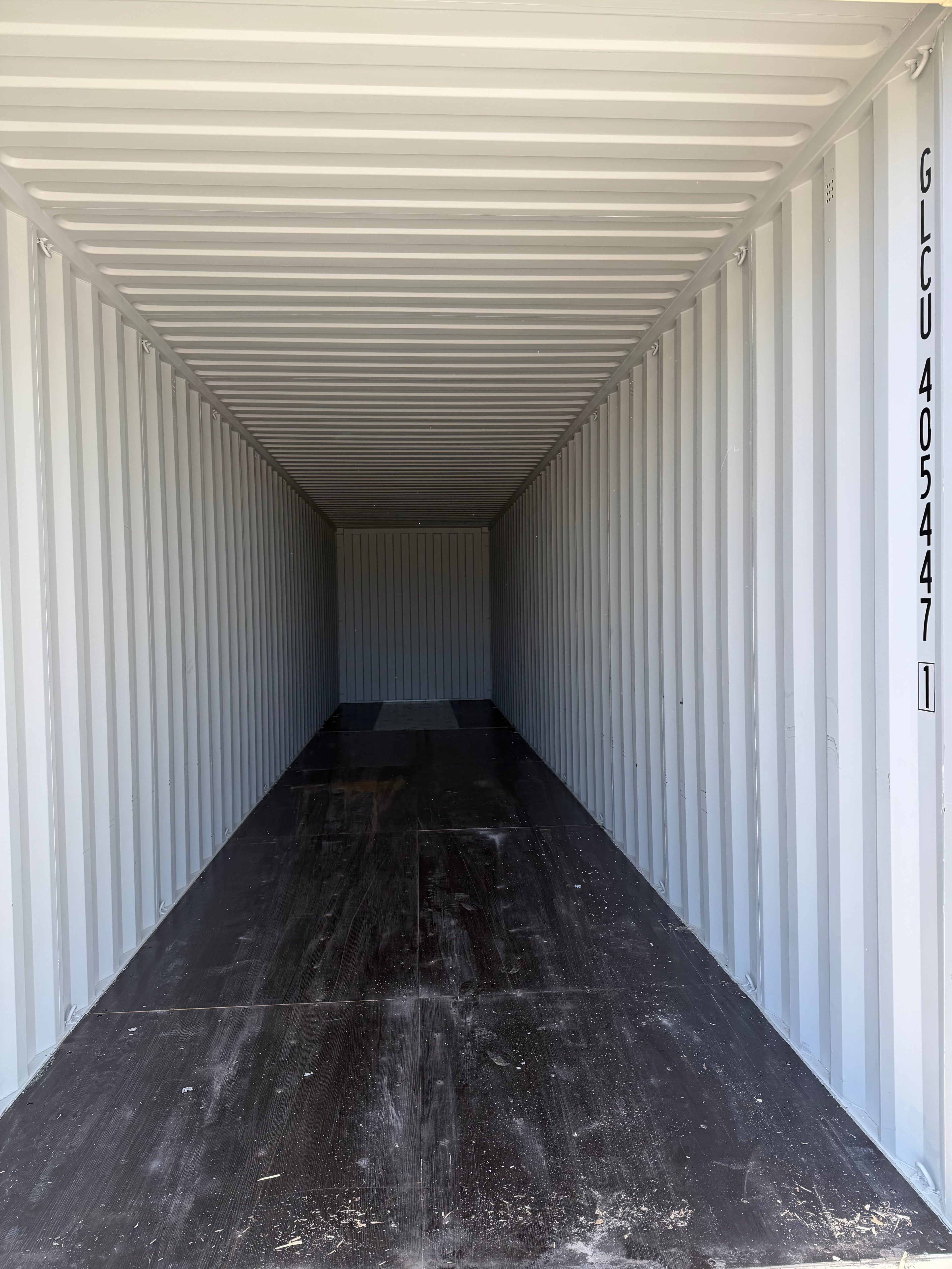 40’ High Cube Shipping Container – One Trip – Beige – Easy Open Doors – Lockbox