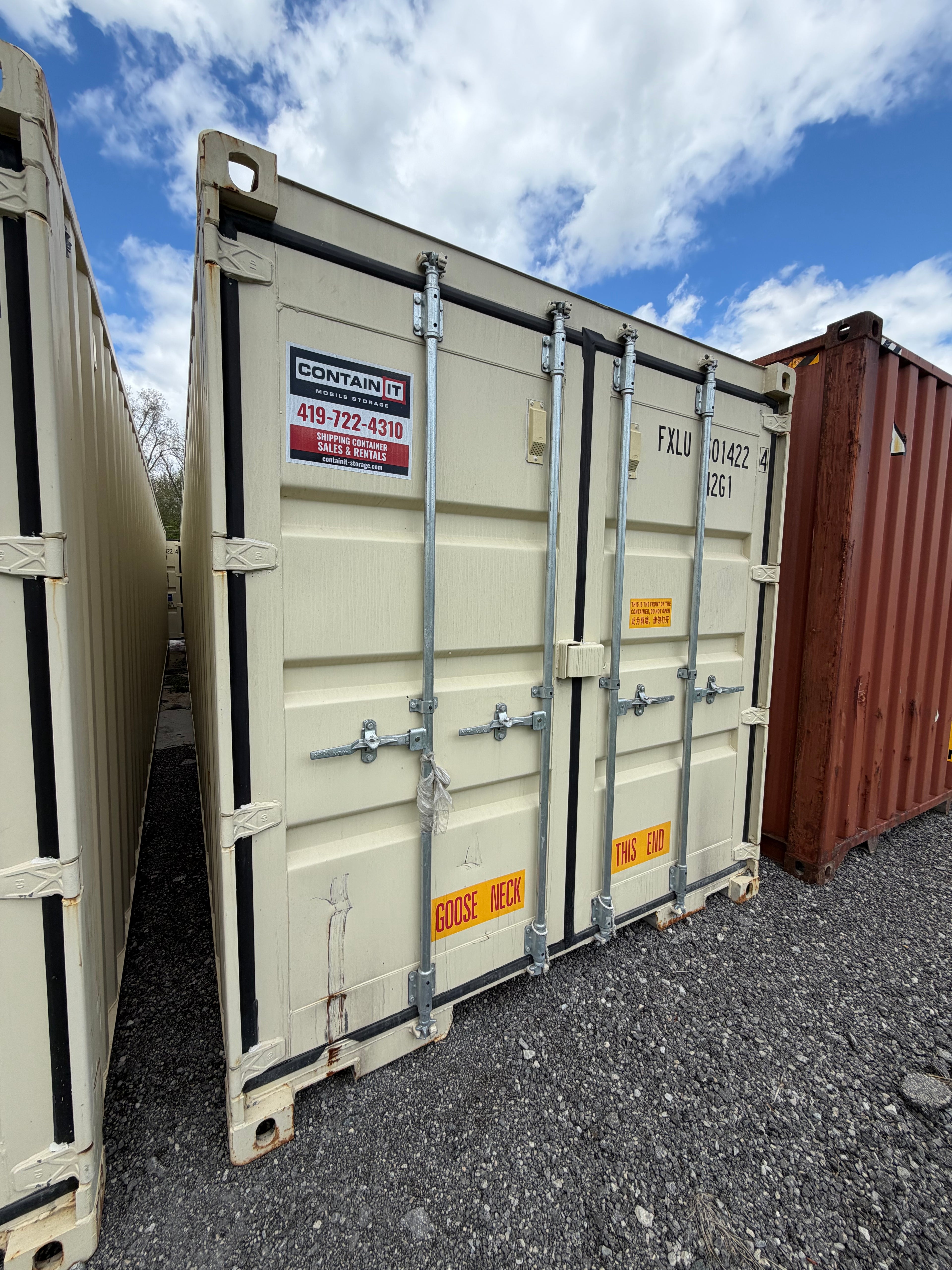40’ Standard Height Double Door Container – One Trip – Beige – Easy Open Doors & Lockboxes 601422-4
