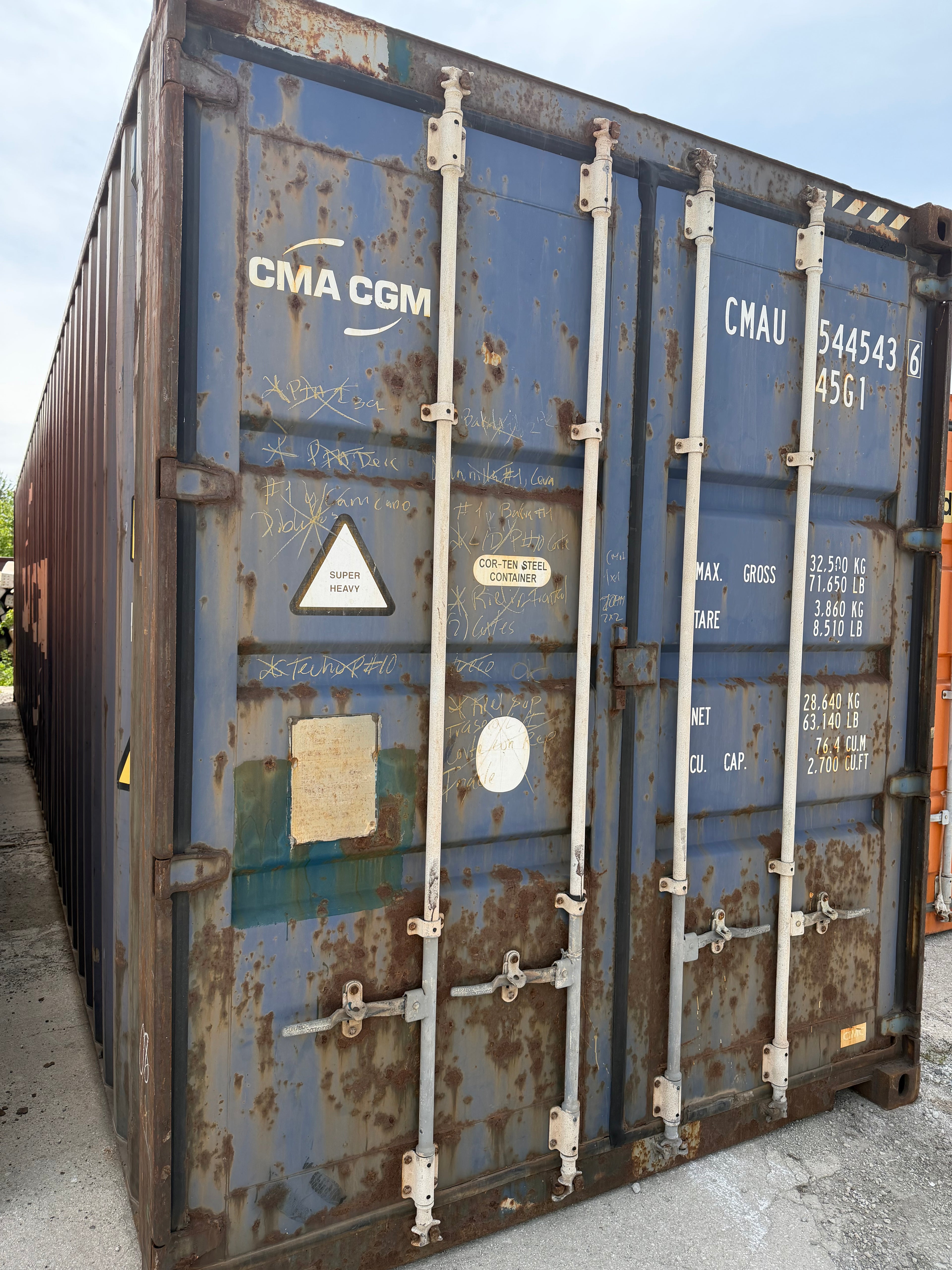 40’ High Cube Used Shipping Container – Wind & Water Tight – Blue – 544543-6