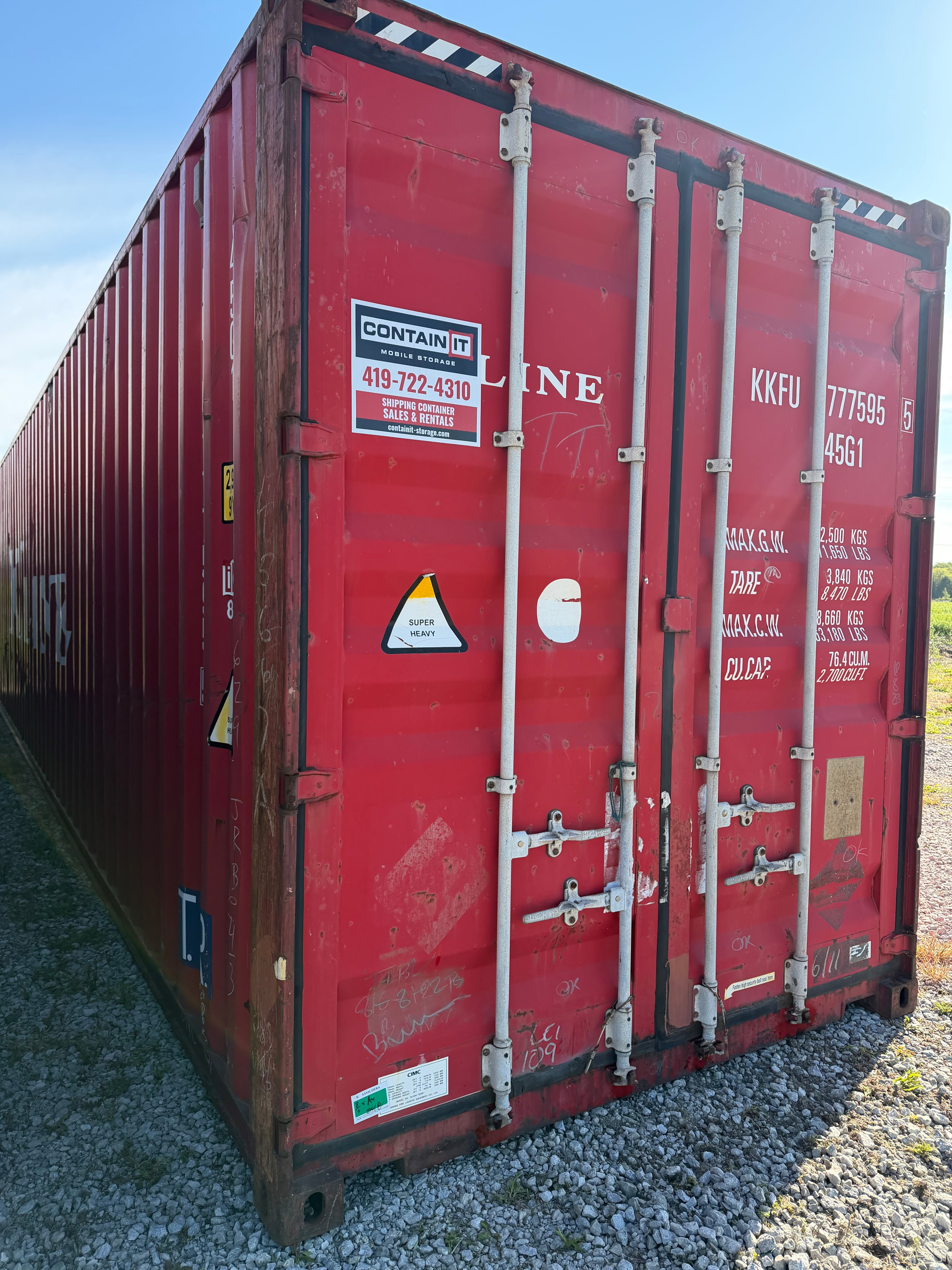 40’ HC Used K-Line Shipping Container – Cargo Worthy | Doors Open & Close Properly 777595-5