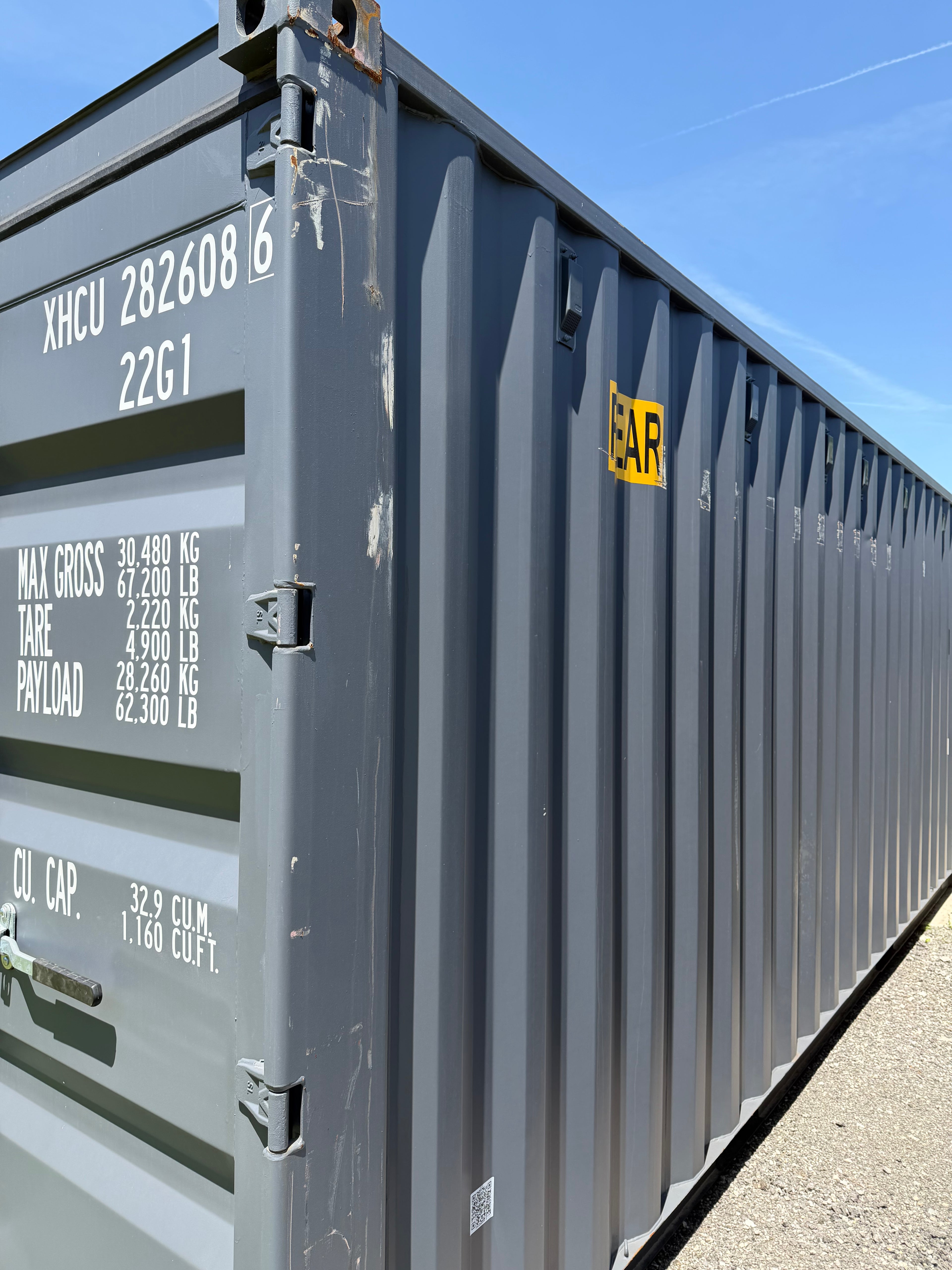 20’ Standard Height One Trip Double Door Shipping Container – Slate Gray – Easy Open Doors – Container 282608-6