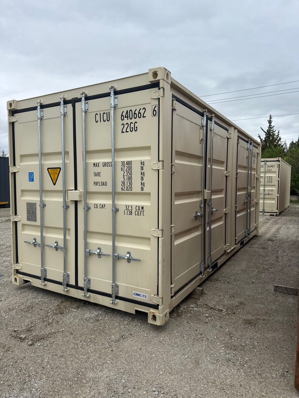 20’ Standard Height Open Side Shipping Container • One Trip • 4 Side Doors