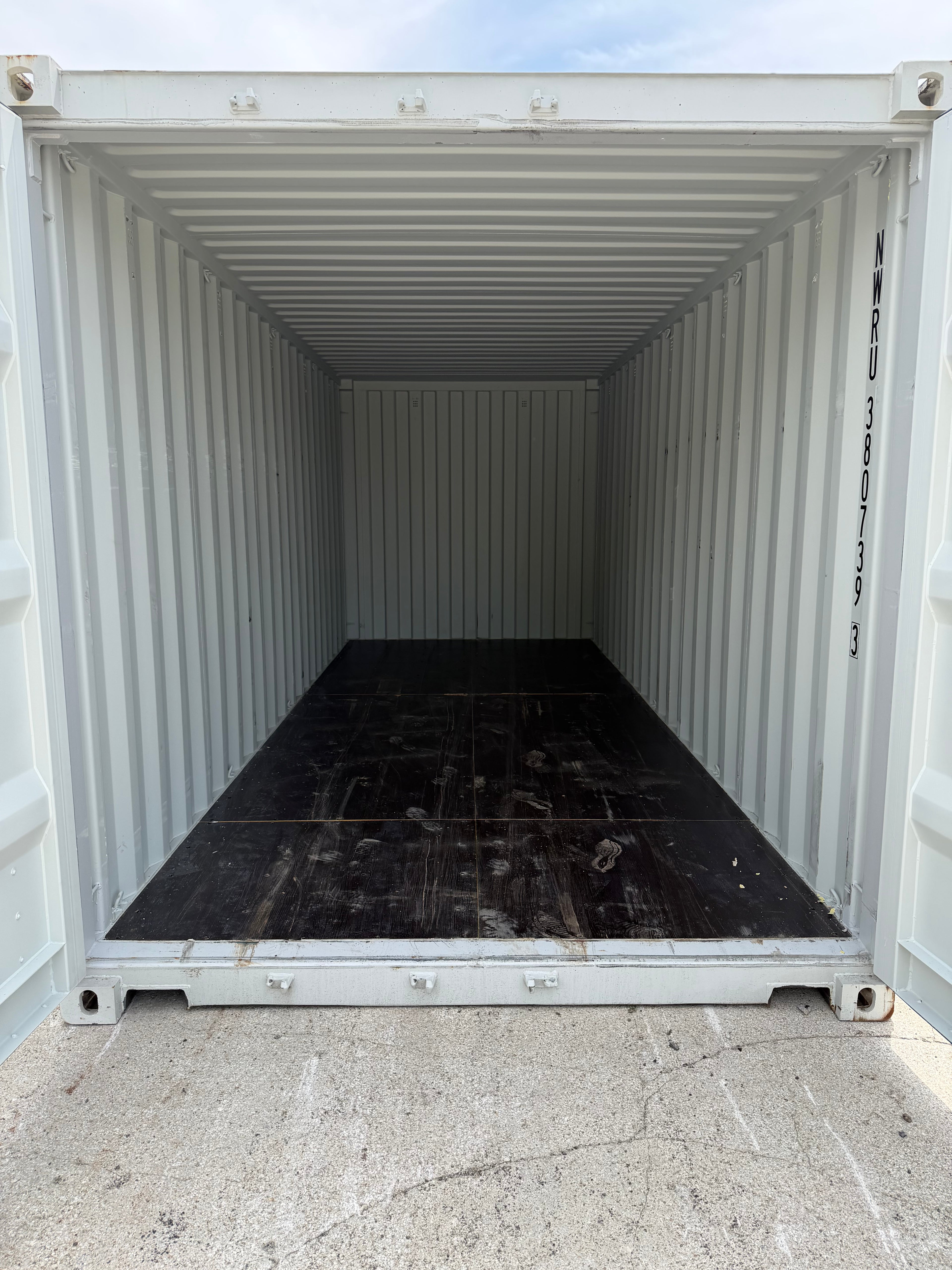 20’ One Trip Shipping Container – Light Gray – Easy Open Doors & Lockbox