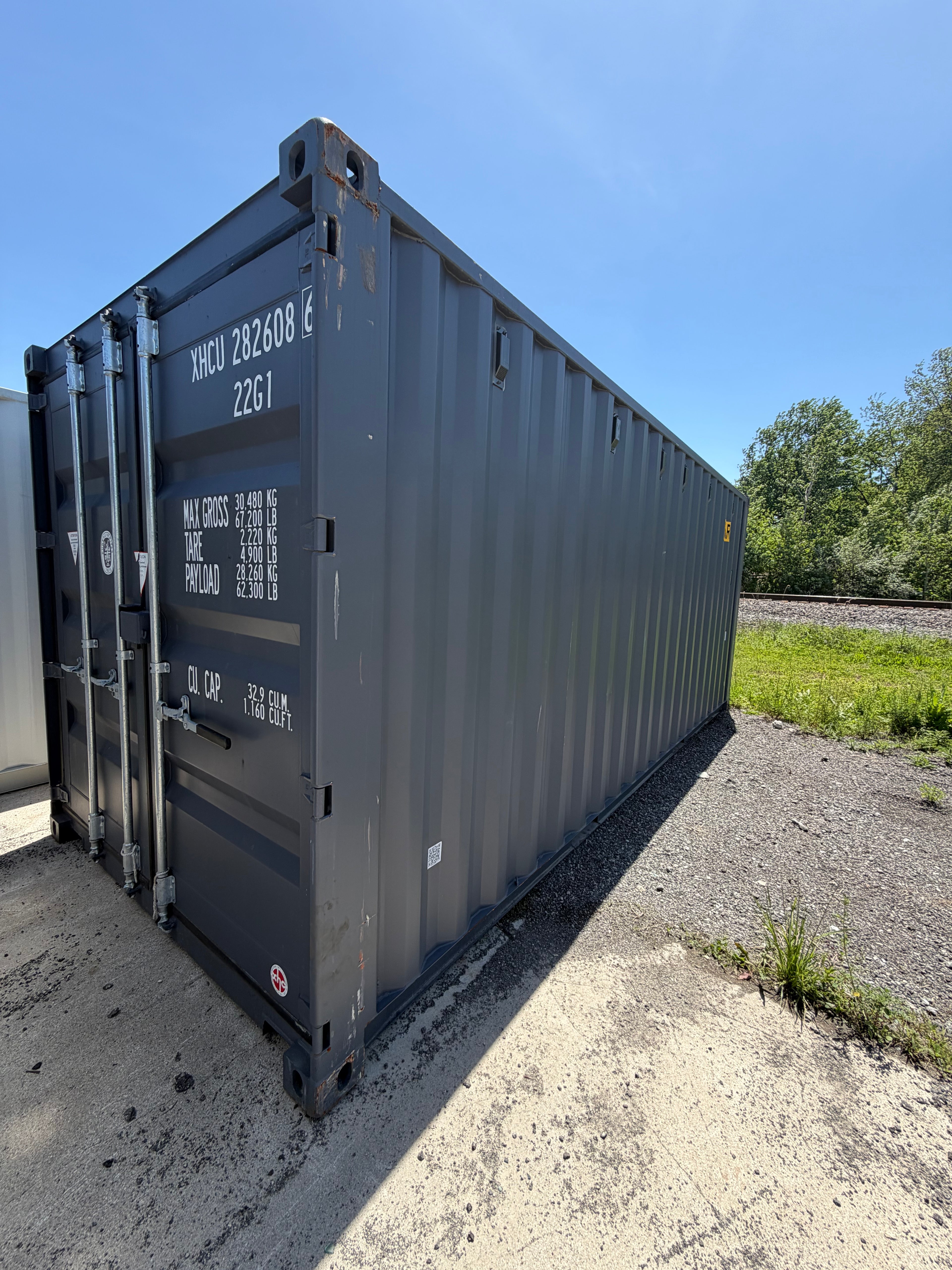 20’ Standard Height One Trip Double Door Shipping Container – Slate Gray – Easy Open Doors – Container 282608-6