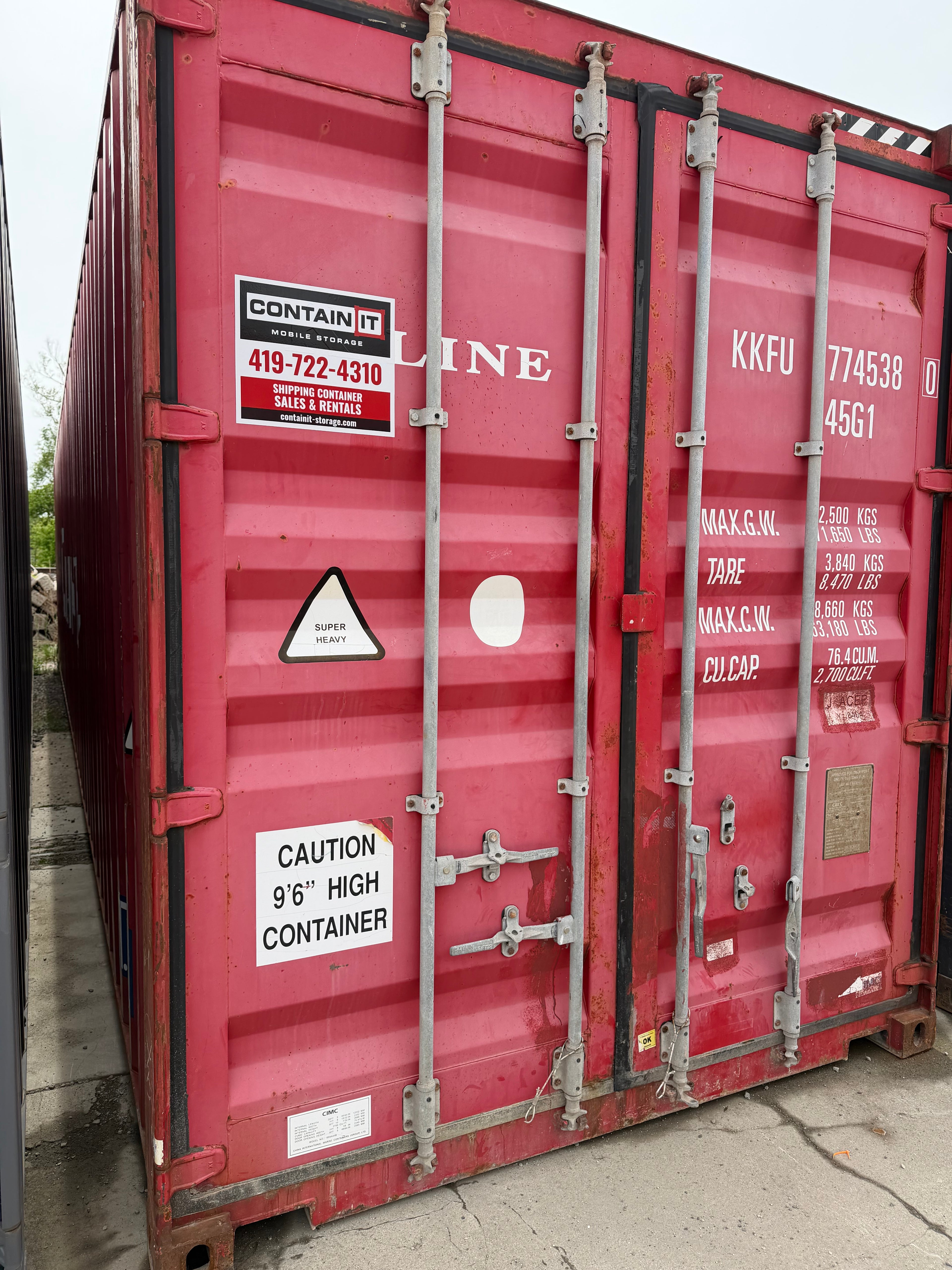 40’ High Cube Used K-Line Shipping Container – Modified 774538-0