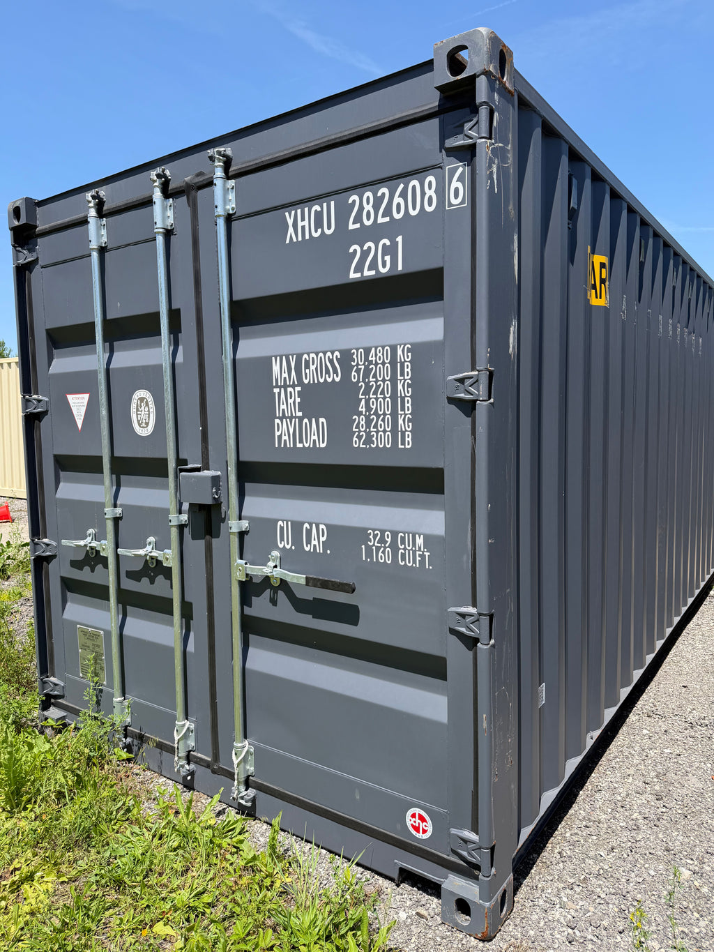 20’ Standard Height One Trip Double Door Shipping Container – Slate Gray – Easy Open Doors – Container 282608-6