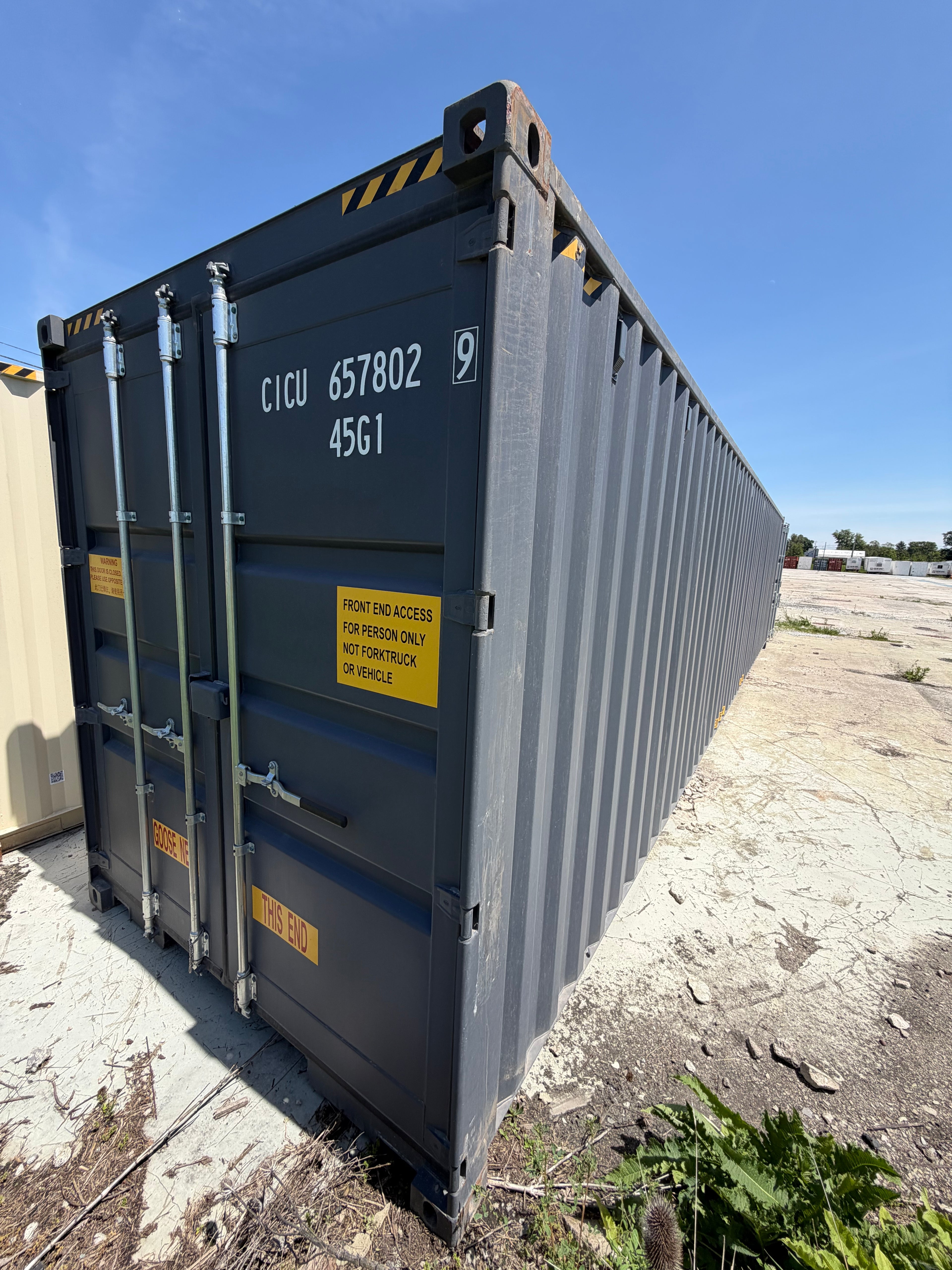 40’ High cube One Trip Double Door Shipping Container – Slate Gray – Easy Open Doors – Container 657802-9