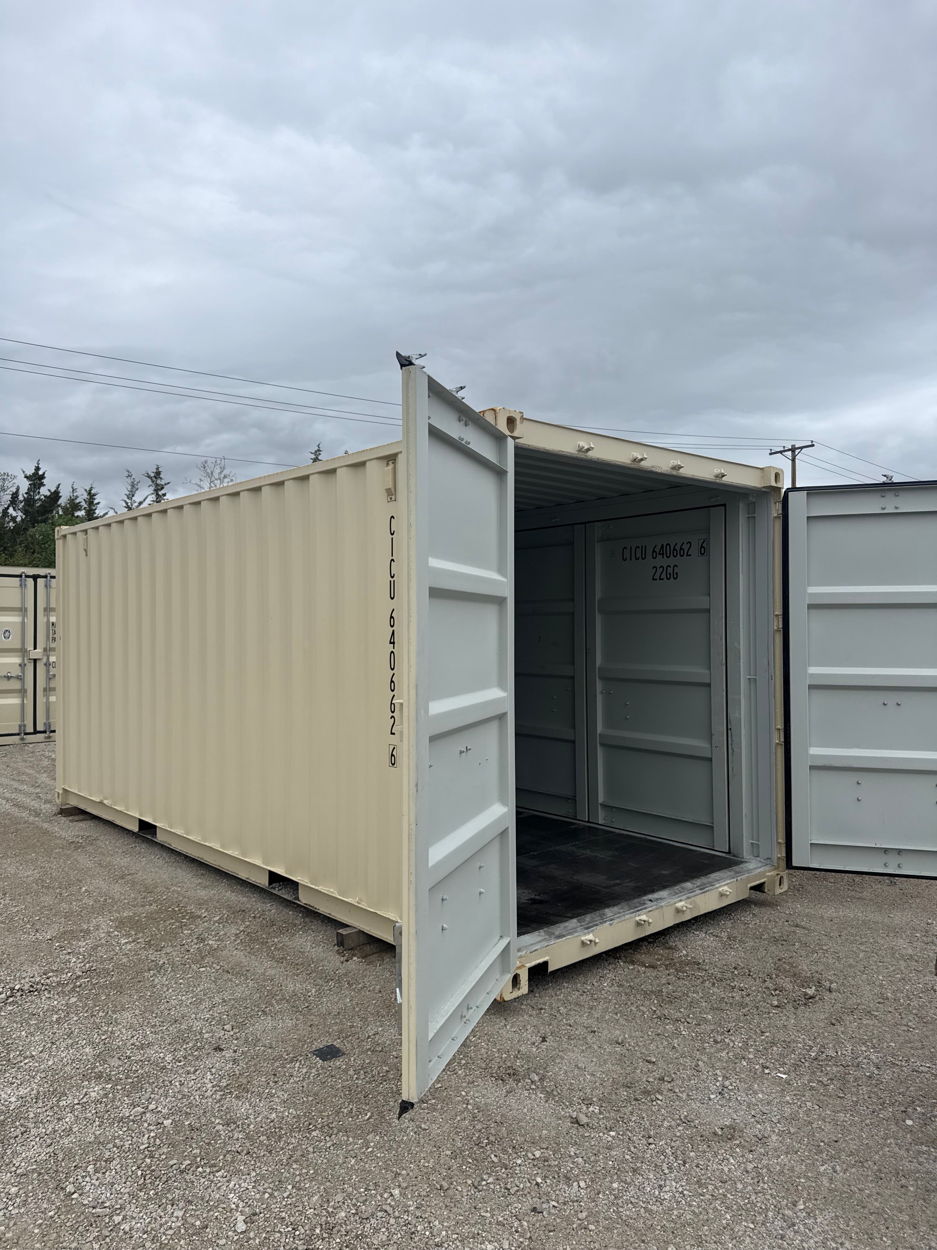 20’ Standard Height Open Side Shipping Container • One Trip • 4 Side Doors