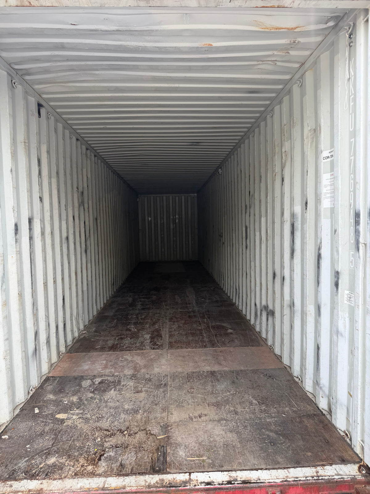 40’ High Cube Used K-Line Shipping Container – Small holes on sides