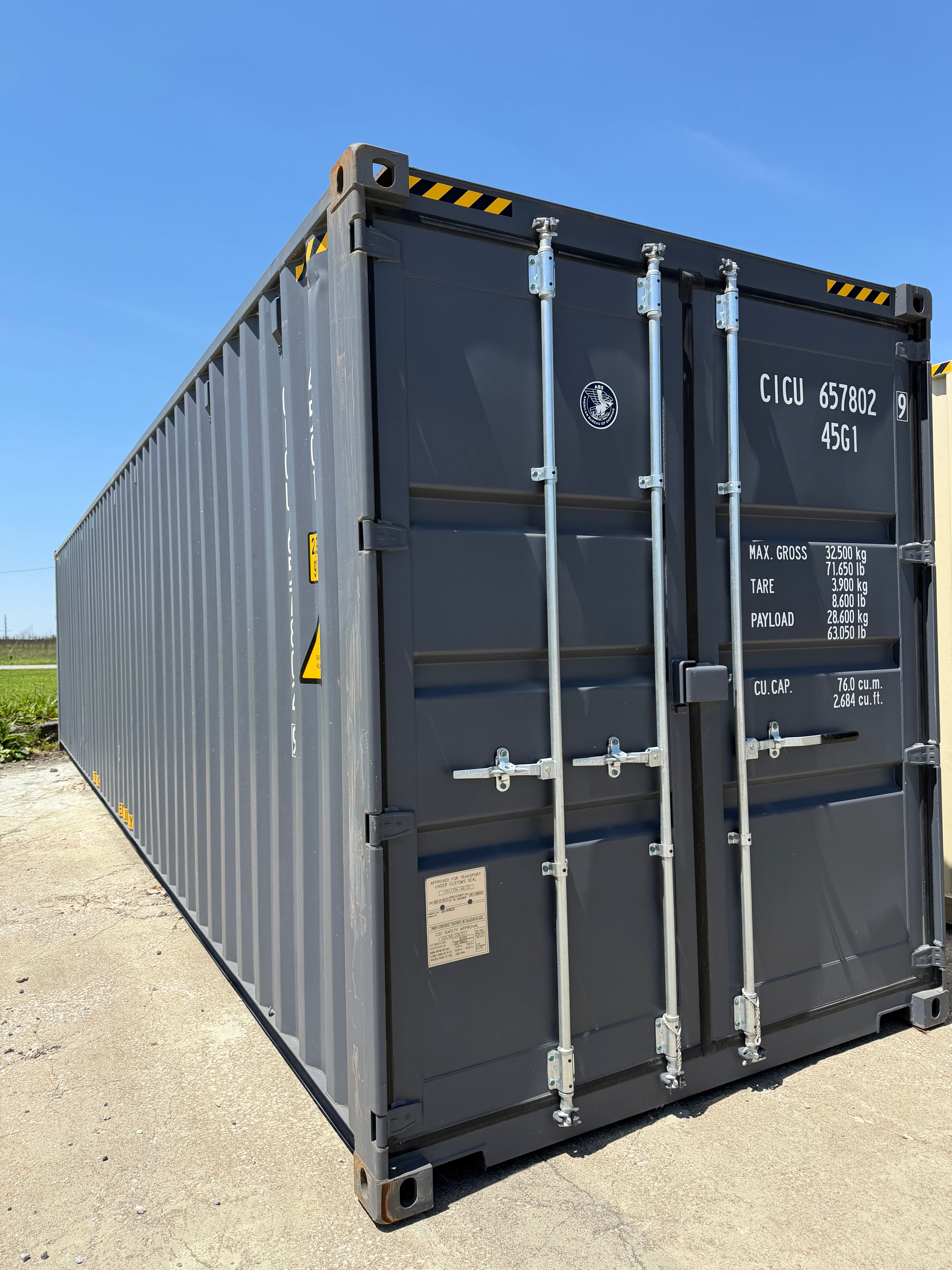 40’ High cube One Trip Double Door Shipping Container – Slate Gray – Easy Open Doors – Container 657802-9
