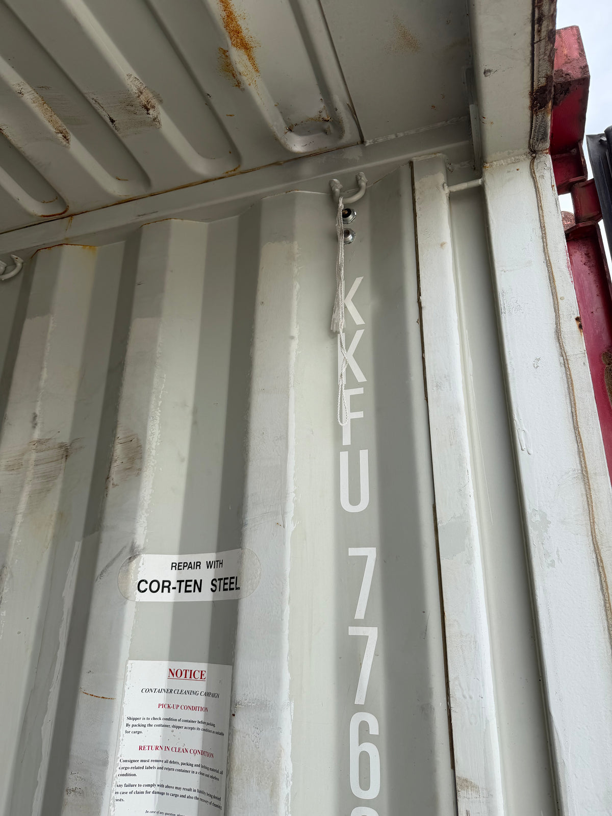 40’ High Cube Used K-Line Shipping Container – Small holes on sides