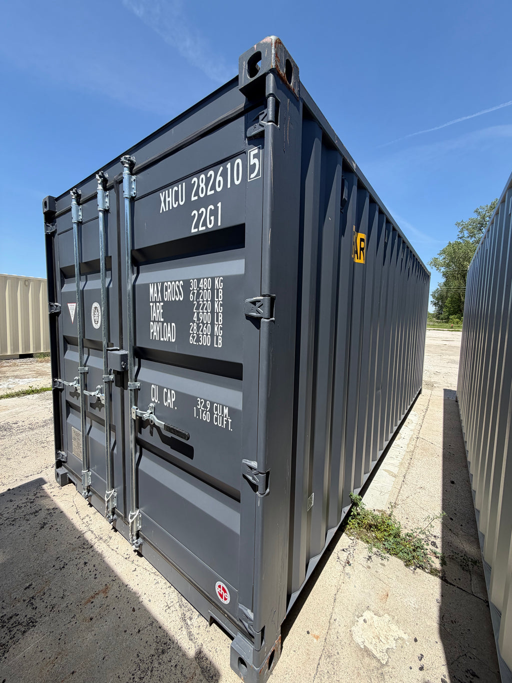 20’ Standard Height One Trip Double Door Shipping Container – Slate Gray – Easy Open Doors – Container 2822610-5