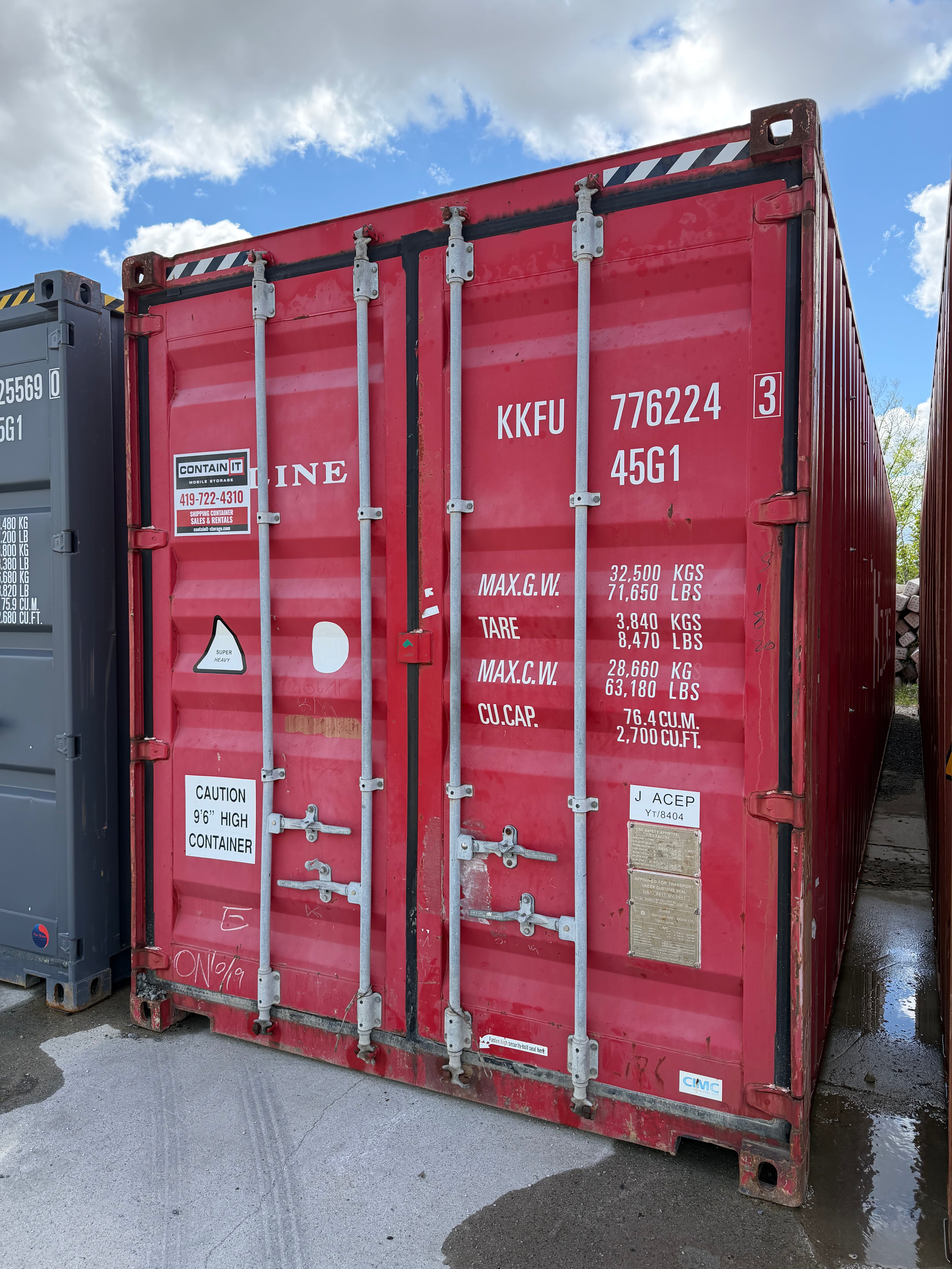 40’ Used K-Line Shipping Container | Job Site Ready | Interior Shelf w/ Hooks | Vented 776224-3